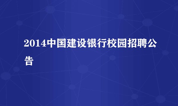 2014中国建设银行校园招聘公告