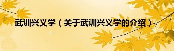 武训兴义学(关于武训兴义学的介绍)