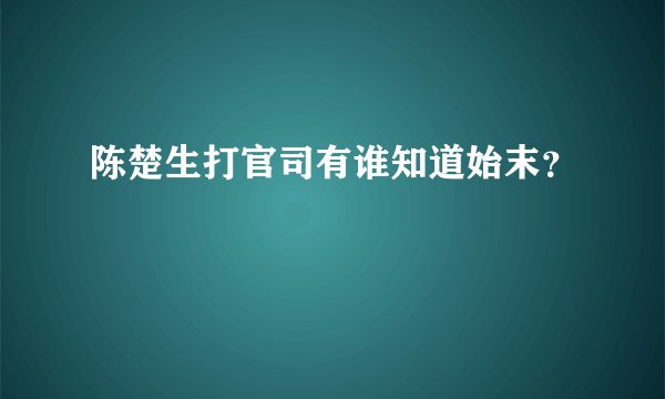 陈楚生打官司有谁知道始末？