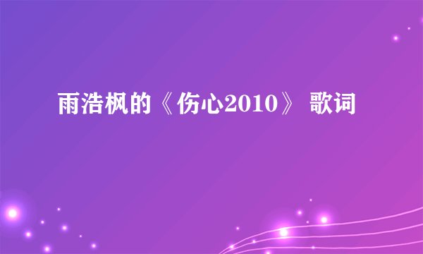 雨浩枫的《伤心2010》 歌词
