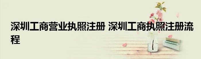 深圳工商营业执照注册 深圳工商执照注册流程