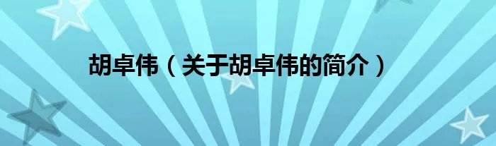 胡卓伟（关于胡卓伟的简介）