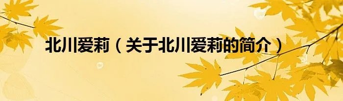 北川爱莉（关于北川爱莉的简介）