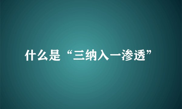 什么是“三纳入一渗透”