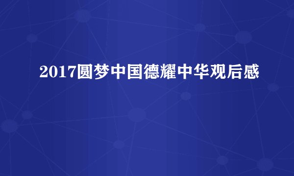 2017圆梦中国德耀中华观后感