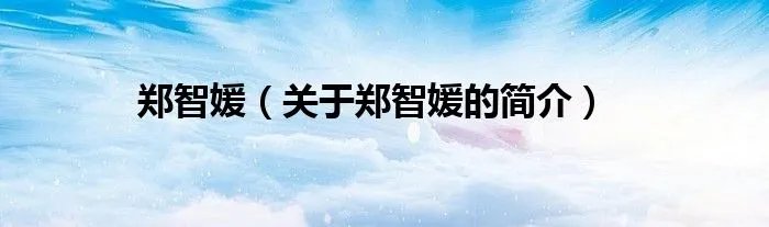 郑智媛（关于郑智媛的简介）