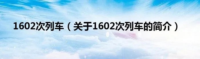 1602次列车（关于1602次列车的简介）