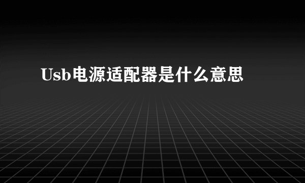 Usb电源适配器是什么意思