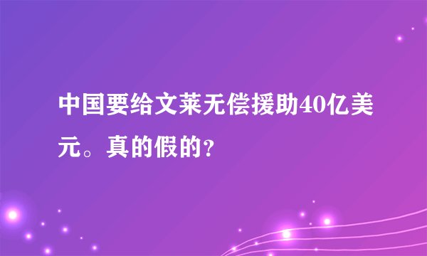 中国要给文莱无偿援助40亿美元。真的假的?