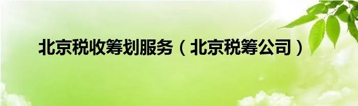 北京税收筹划服务(北京税筹公司)