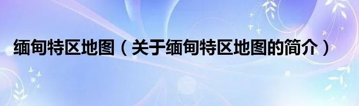 缅甸特区地图（关于缅甸特区地图的简介）