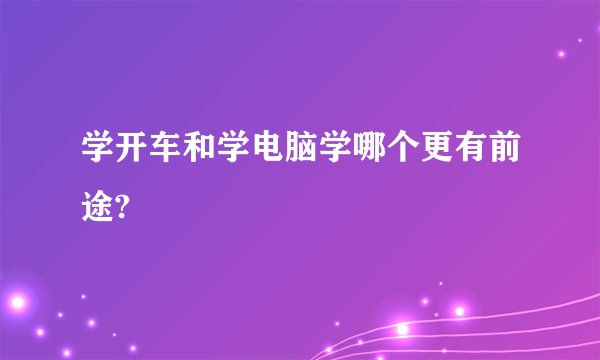 学开车和学电脑学哪个更有前途?