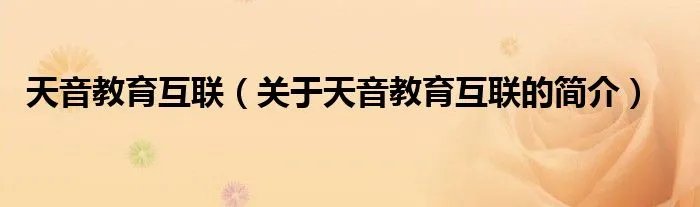 天音教育互联（关于天音教育互联的简介）