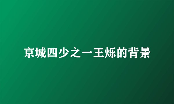 京城四少之一王烁的背景