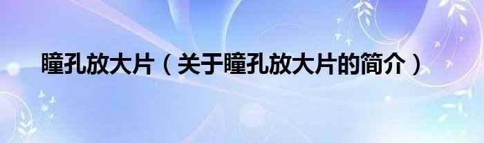 瞳孔放大片（关于瞳孔放大片的简介）