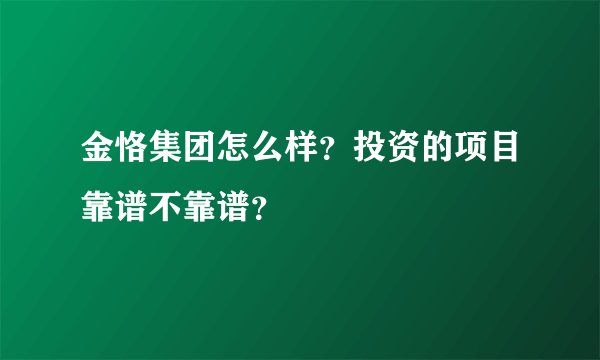 金恪集团怎么样？投资的项目靠谱不靠谱？