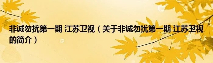 非诚勿扰第一期 江苏卫视（关于非诚勿扰第一期 江苏卫视的简介）