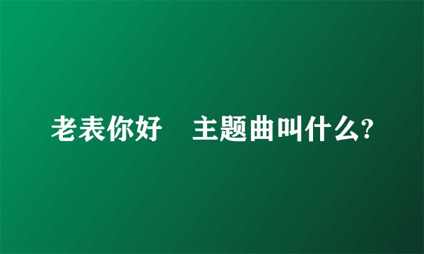 老表你好嘢主题曲叫什么?