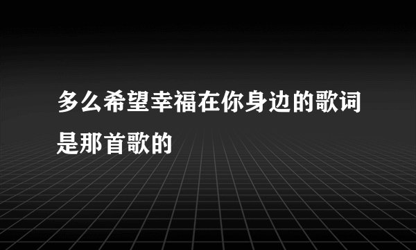 多么希望幸福在你身边的歌词是那首歌的