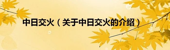 中日交火（关于中日交火的介绍）