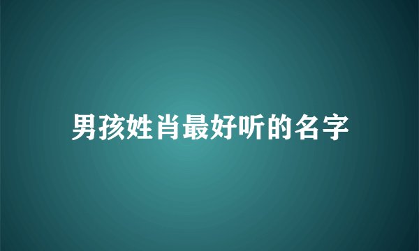 男孩姓肖最好听的名字
