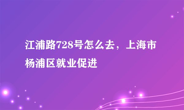 江浦路728号怎么去,上海市杨浦区就业促进