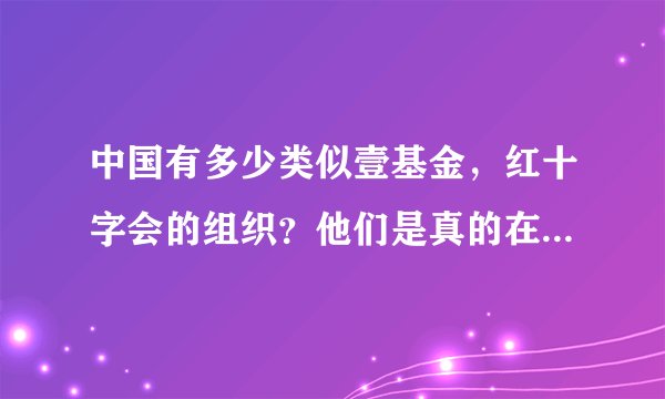 中国有多少类似壹基金,红十字会的组织?他们是真的在做慈善吗?