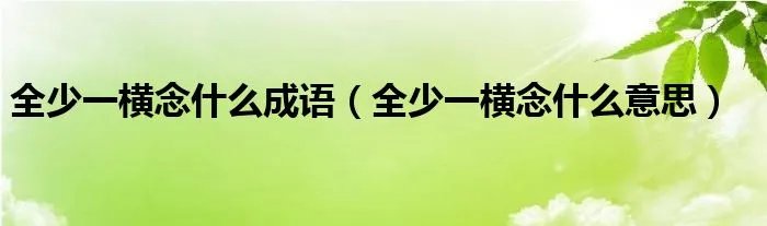 全少一横念什么成语（全少一横念什么意思）