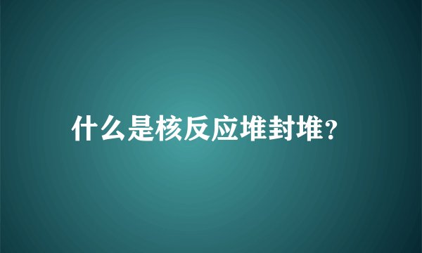 什么是核反应堆封堆？