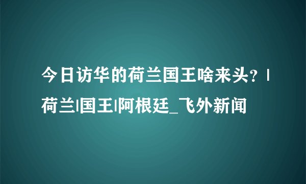 今日访华的荷兰国王啥来头?|荷兰|国王|阿根廷_飞外新闻