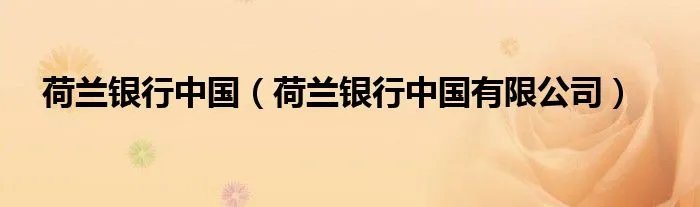 荷兰银行中国（荷兰银行中国有限公司）
