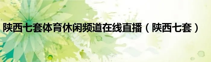 陕西七套体育休闲频道在线直播（陕西七套）