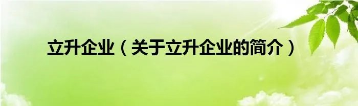 立升企业（关于立升企业的简介）