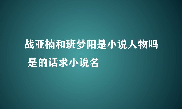 战亚楠和班梦阳是小说人物吗 是的话求小说名