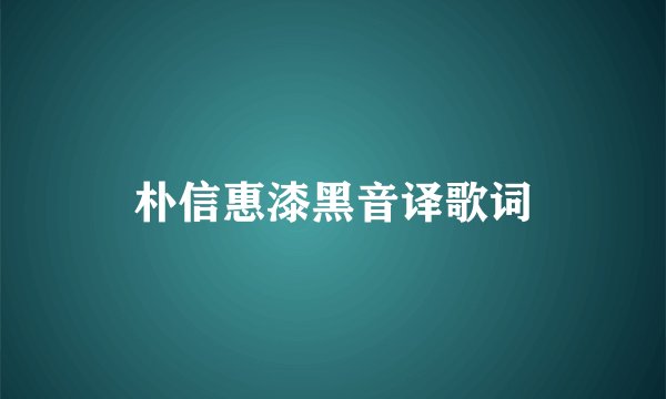 朴信惠漆黑音译歌词