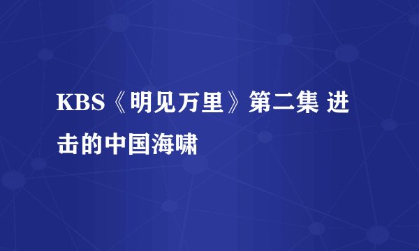 KBS《明见万里》第二集 进击的中国海啸