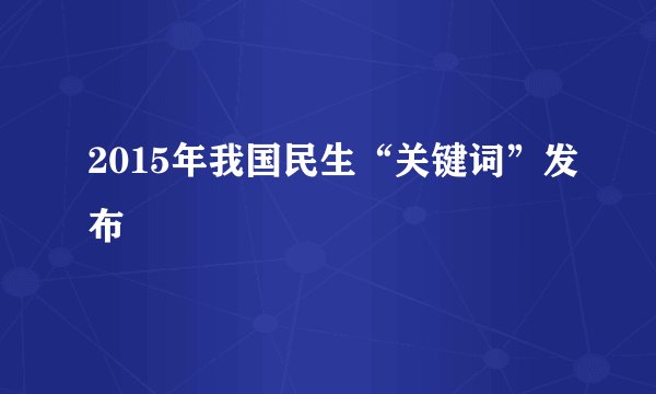 2015年我国民生“关键词”发布