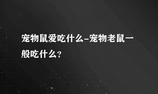 宠物鼠爱吃什么-宠物老鼠一般吃什么?