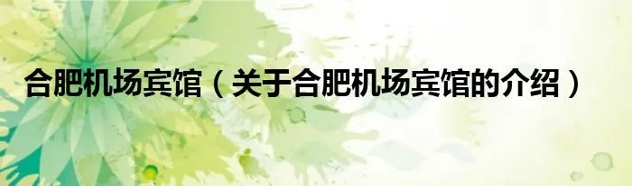 合肥机场宾馆（关于合肥机场宾馆的介绍）