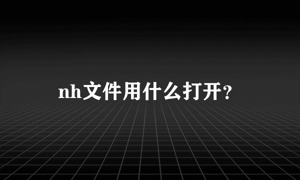nh文件用什么打开？