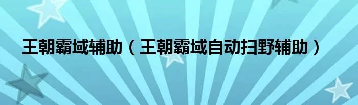 王朝霸域辅助（王朝霸域自动扫野辅助）