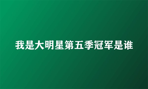 我是大明星第五季冠军是谁