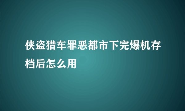 侠盗猎车罪恶都市下完爆机存档后怎么用