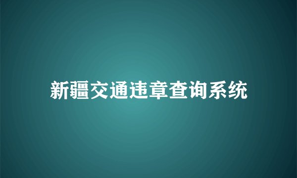 新疆交通违章查询系统