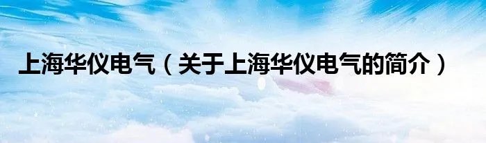 上海华仪电气(关于上海华仪电气的简介)