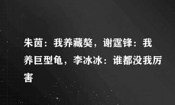 朱茵：我养藏獒，谢霆锋：我养巨型龟，李冰冰：谁都没我厉害