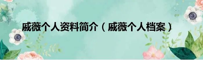 戚薇个人资料简介（戚薇个人档案）