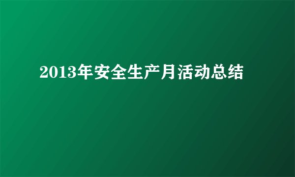 2013年安全生产月活动总结