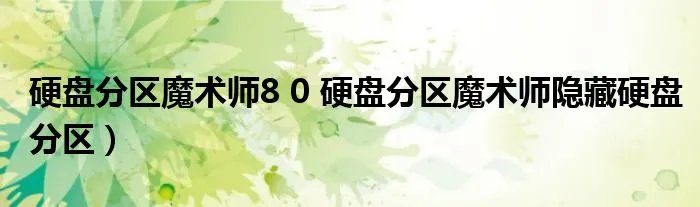 硬盘分区魔术师8 0 硬盘分区魔术师隐藏硬盘分区）