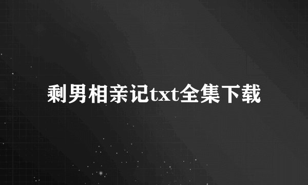剩男相亲记txt全集下载